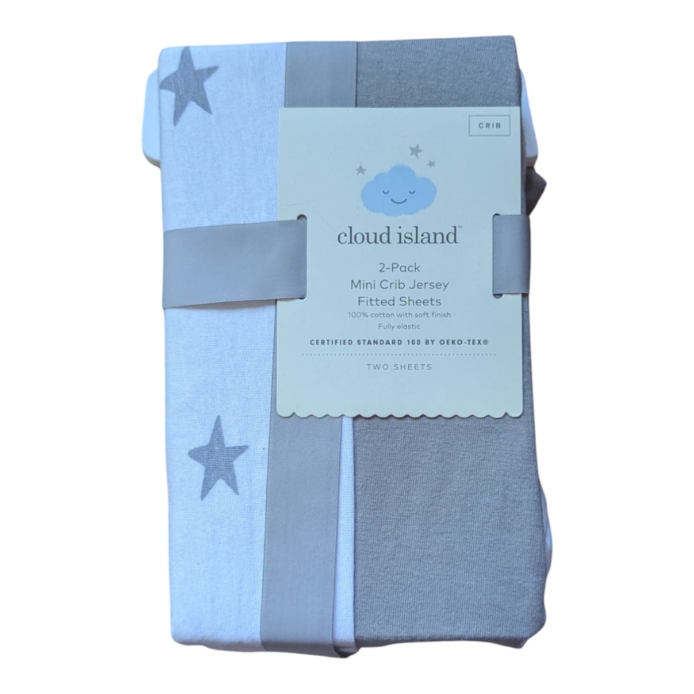 Cloud Island Mini Crib Jersey Fitted Sheets 2-Pack